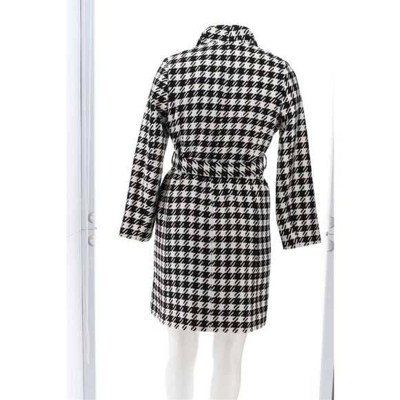 Dennis Basso Wool Blend Wrap Coat Envelope Collar Houndstooth A367846E - Picture 5 of 9
